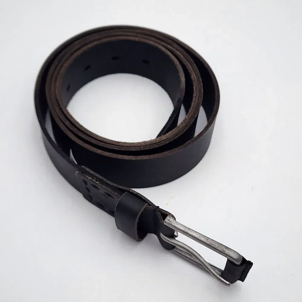 Timberland Men's Belt Size 48 Dark‎ Brown Genuine Leather Casual Pull-Up Jean